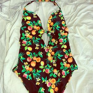 Orange slices Swimsuit One piece Halter NWOT